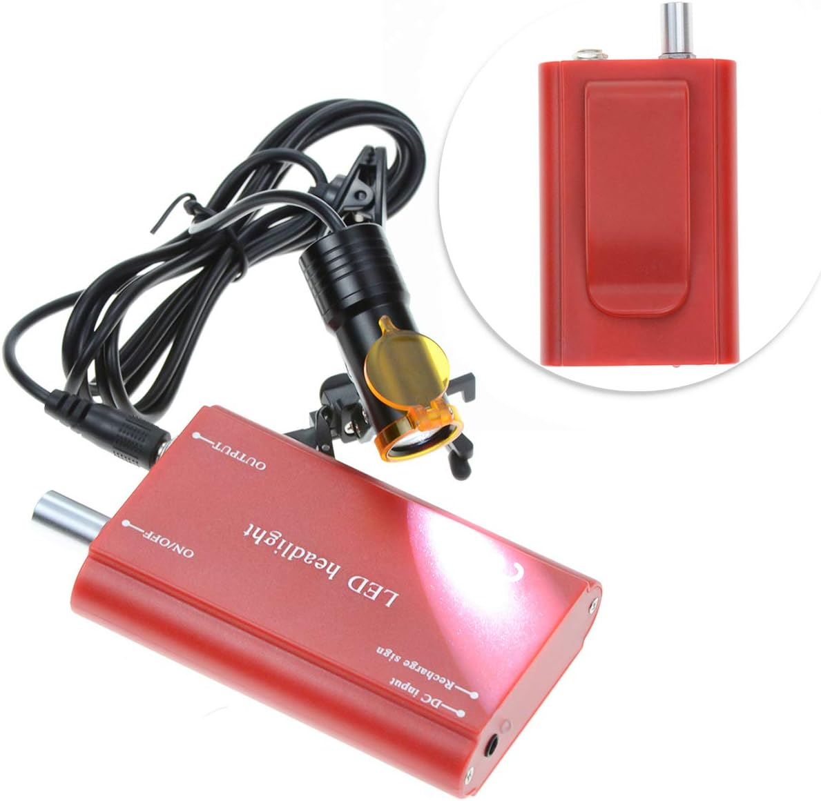 Tankredrug Portable Red Headlight,5W LED Plastic Headlamp Belt Clip Filter for Binocular Loupe with Cloth Bag image number 5