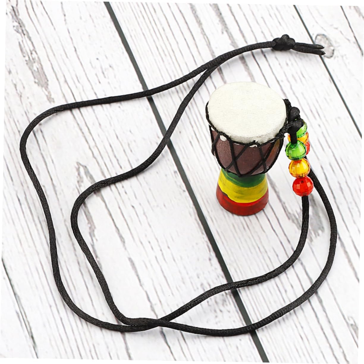 Alasum Wooden Djembe Drum Necklace Mini African Drum Pendant Percussion Instrument Jewelry for Kids Adults Party Favor Supplies image number 4