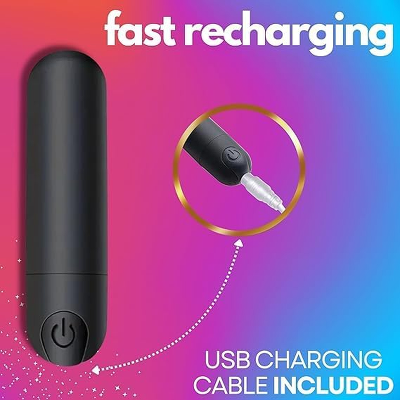 Black Silicone Mini Bullet Vibee - 10 Modes Rechargeable Bullet Waterproof -Toys for Women Men Adult image number 1