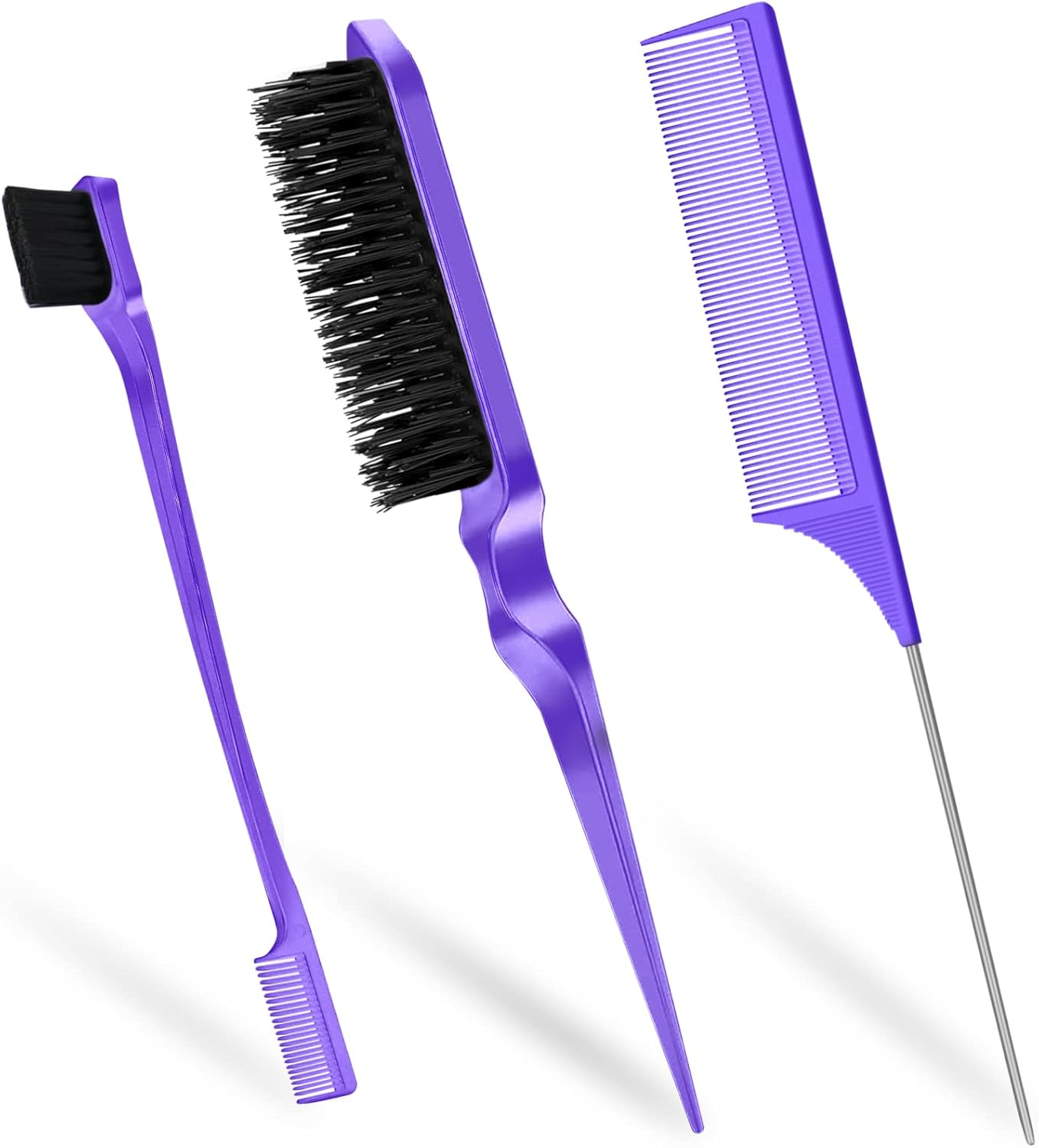 Sularpek Teasing Hair Brush,Back Hair Brush,Boar Bristle Hair Brush with Tail Handle,For Long Thick Curly Wavy Dry or Damaged Hair Reducing Hair Breakage