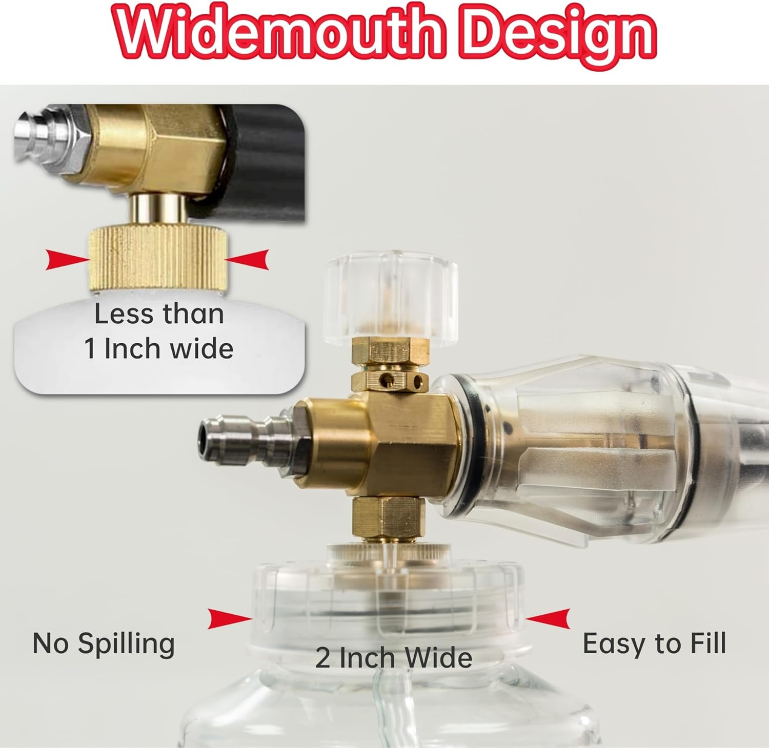 Foam Cannon for Pressure Washer with 1/4 Inch Quick Connect Adjustable Nozzle Multifunctional Clean Accessories for Home Car Motorcycle Bike Transparent Sprayer Cannister 1L Bottle image number 4