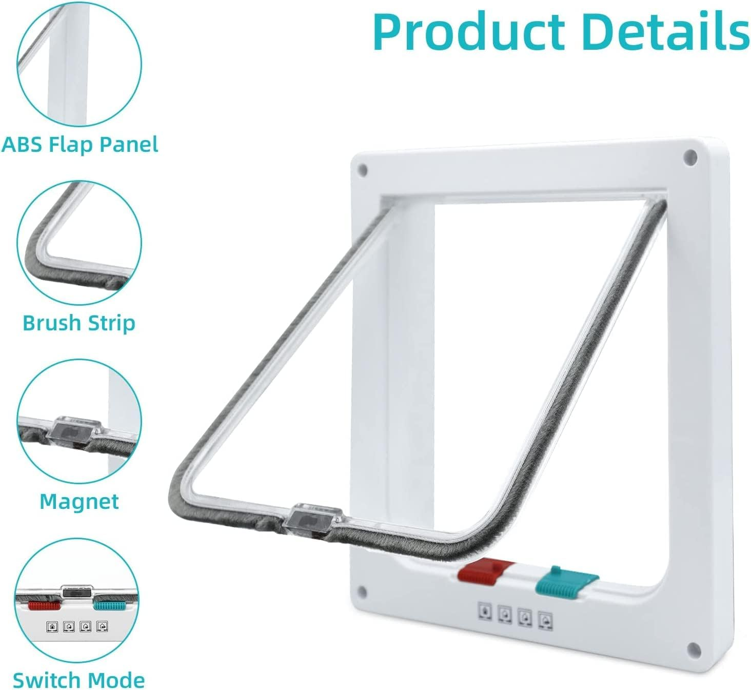 Cat Door, 4-Way Locking Cat Door Interior Door, Weatherproof Pet Door, Cat Flap Door for Cats & Doggy S image number 1