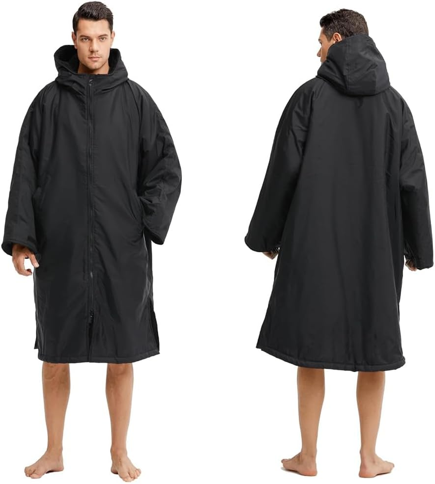 Warm Waterproof Swim Parka: Oversized Hooded Changing Robe - Quick Dry Wetsuit Changing Towel, Windproof Coat, Jacket for Water Sport, Beach & Pool image number 2