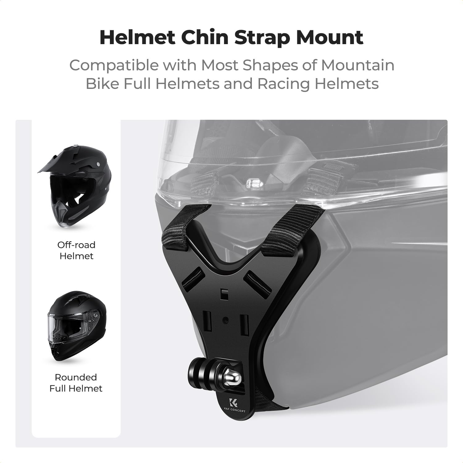 K&F Concept Action Camera Motorcycle Dirt Bike Helmet Chin Strap Mount, Helmet Holder Mounting Attachment for Gopro Hero 13/12/11/10/9/8/7/6/5/4/DJI Osmo Action 5Pro/4/3/Insta360 X5/X4/X3