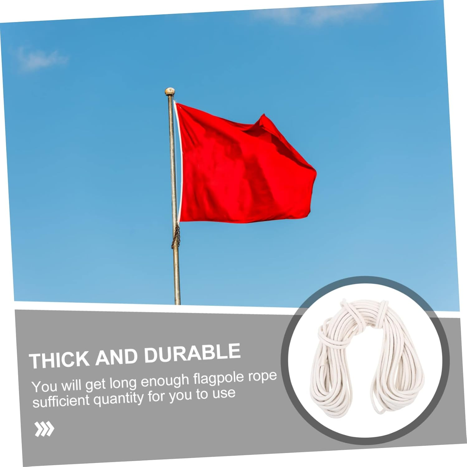 MERRYHAPY Flag Rope 6Mm Cotton Braided for Flagpole Clothesline Camping 20M Length Lightweight Sturdy image number 4
