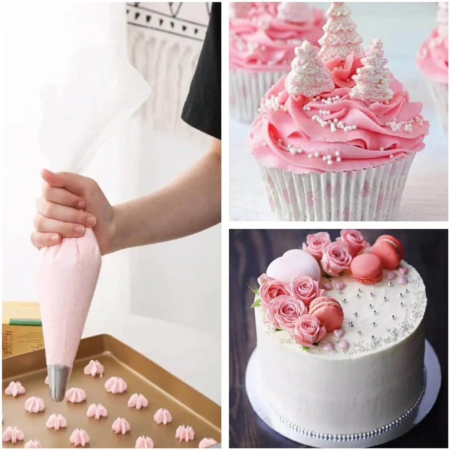 22 Inch Large Piping Bags, AMBESTAR 100 Pcs Big Tipless Clear Plastic Disposable Pastry Bags for Frosting Decorating Cake Cupcake Cookie, Pro Long Thick Pastry Bag Essential Baking Tools image number 5