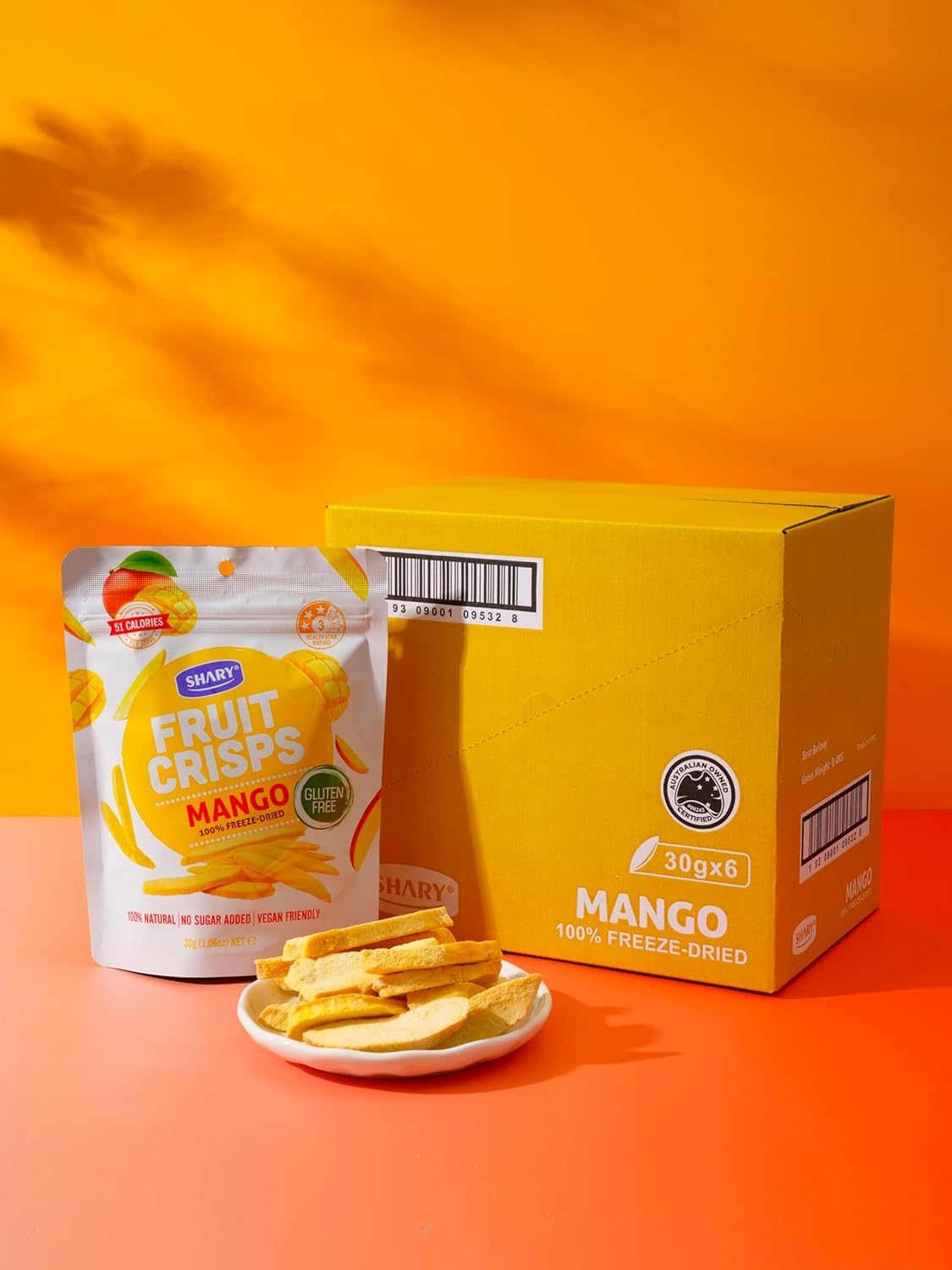 Shary Freeze Dried Mango Crisps, 6 X 30G Bulk Pack &ndash; Healthy Snack, 100% Natural, Vegan, Gluten-Free, No Added Sugar, Crunchy & Delicious image number 3