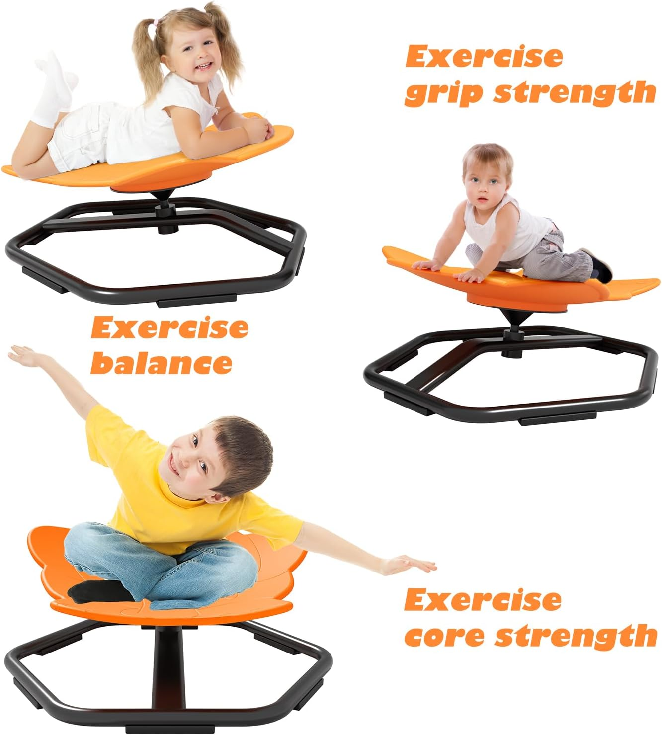 FAYDUDU Spinning Chair for Autism, Elephant Swivel Chair for Kids, 360&deg; Spinning Seat, Autism Sensory Equipment, Spinning Carousel Chair, Sensory Balance Toys for Boys Girls Birthday (Orange) - Blue image number 5