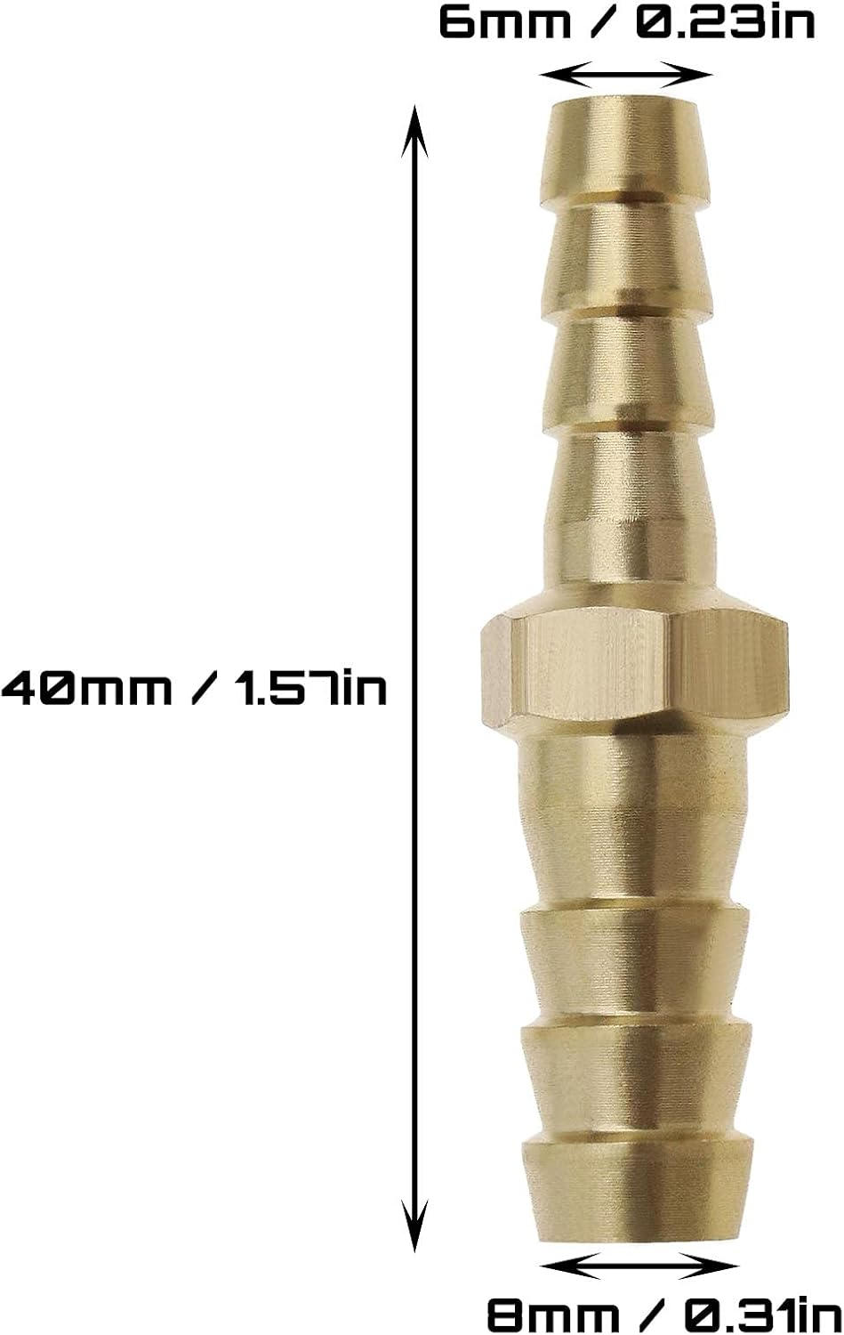 Emsea 2Pcs 8Mm to 6Mm Barb Reducer Tube Mender Splicer Joiner Union Brass Fitting image number 4