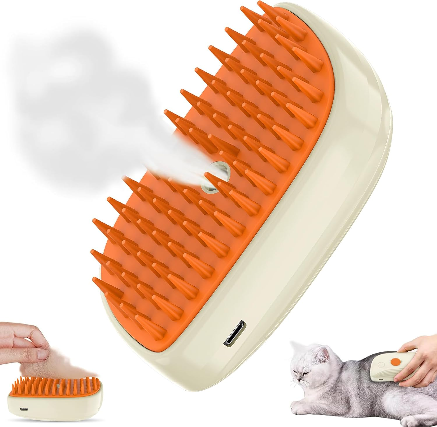 Cat Brush with Steam, 3-In-1 Steam Brush Cat Steamy Brush Cat Steam Brush for Cats with Spray Cat Brush with Water Cats Steam Brush Care Brush for Cats and Dogs for Hair Removal image number 1