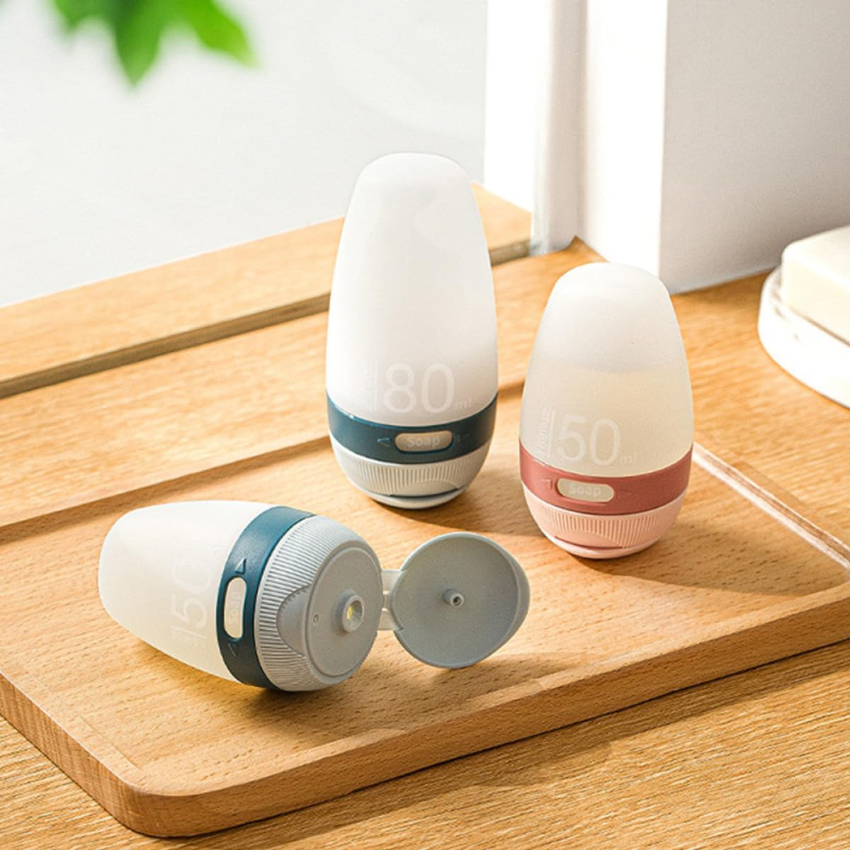 TEHAUX 2Pcs 50Ml Silicone Travel Bottles Leakproof Refillable Cosmetic Lotion Dispensers Portable Sample Containers for Skincare and Toiletries Use image number 3