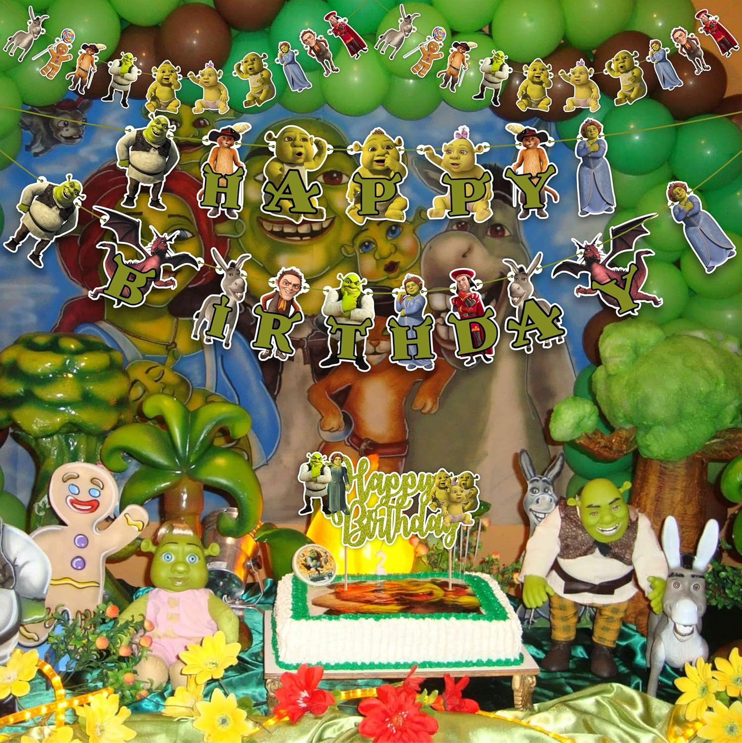 Shrk Theme Birthday Party Supplies &ndash; Fun Ocean & Shrk-Themed Decorations, Includes Plates, Banners, Balloons & More for Boys & Girls Parties image number 3