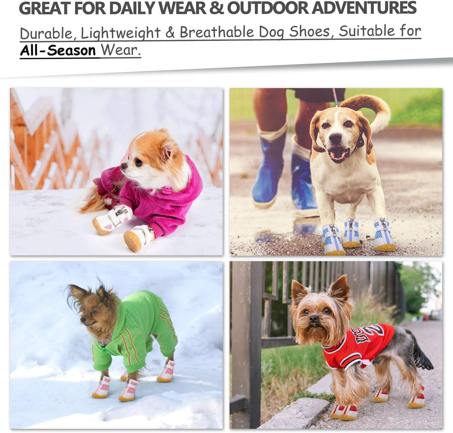 AOFITEE Mesh Dog Shoes Pet Boots, Breathable Dog Shoes for Small Doggy, Waterproof Pet Sandals with Anti-Slip Sole and Zipper Closure, Durable Pet Paw Protector for Hot Pavement image number 2