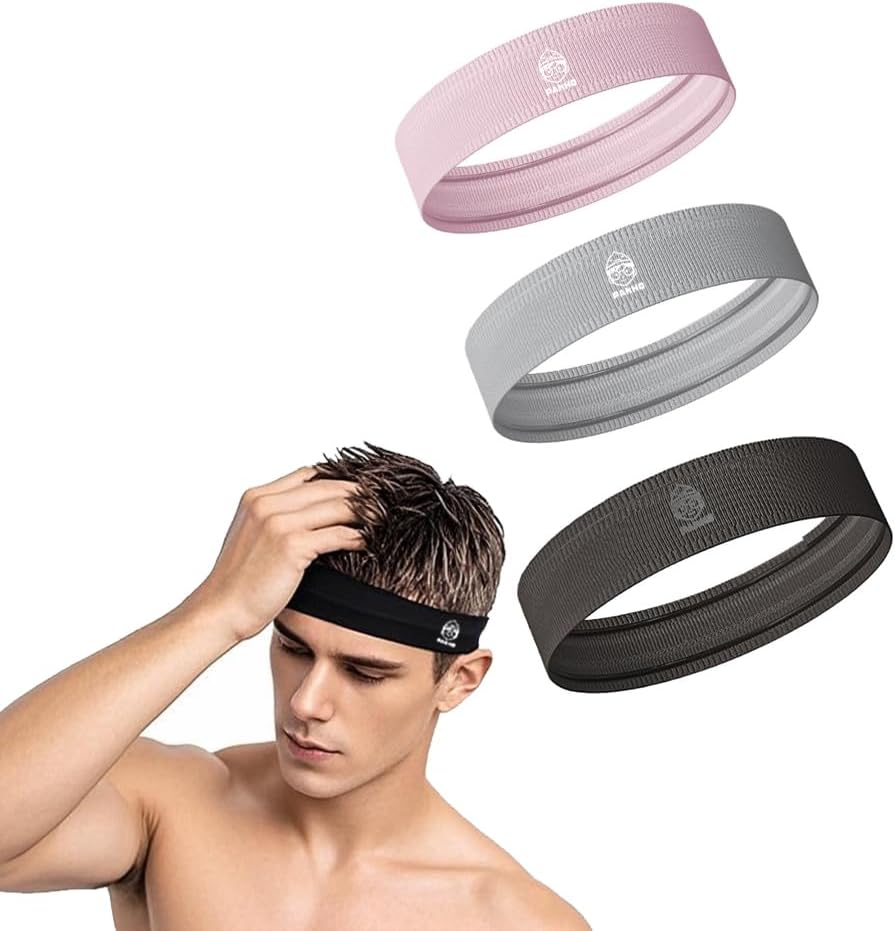 Headband for Men and Women 3PCS/1PC Trendy Silicone No Slip Sweatbands Stretchy Headbands for Workout Yoga Running and Cycling