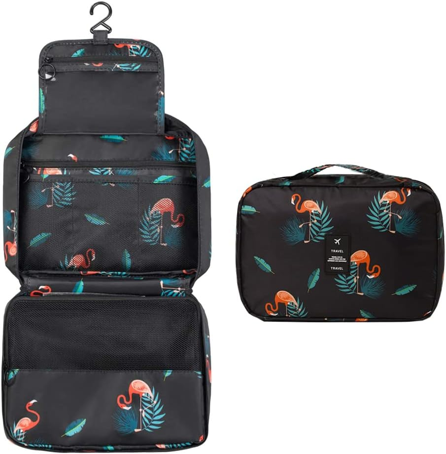 Niwlix Toiletry Bag for Women, Travel Kit and Accessories Organizer, Travel Essentials, Grey Flamingo, Travel Accessories