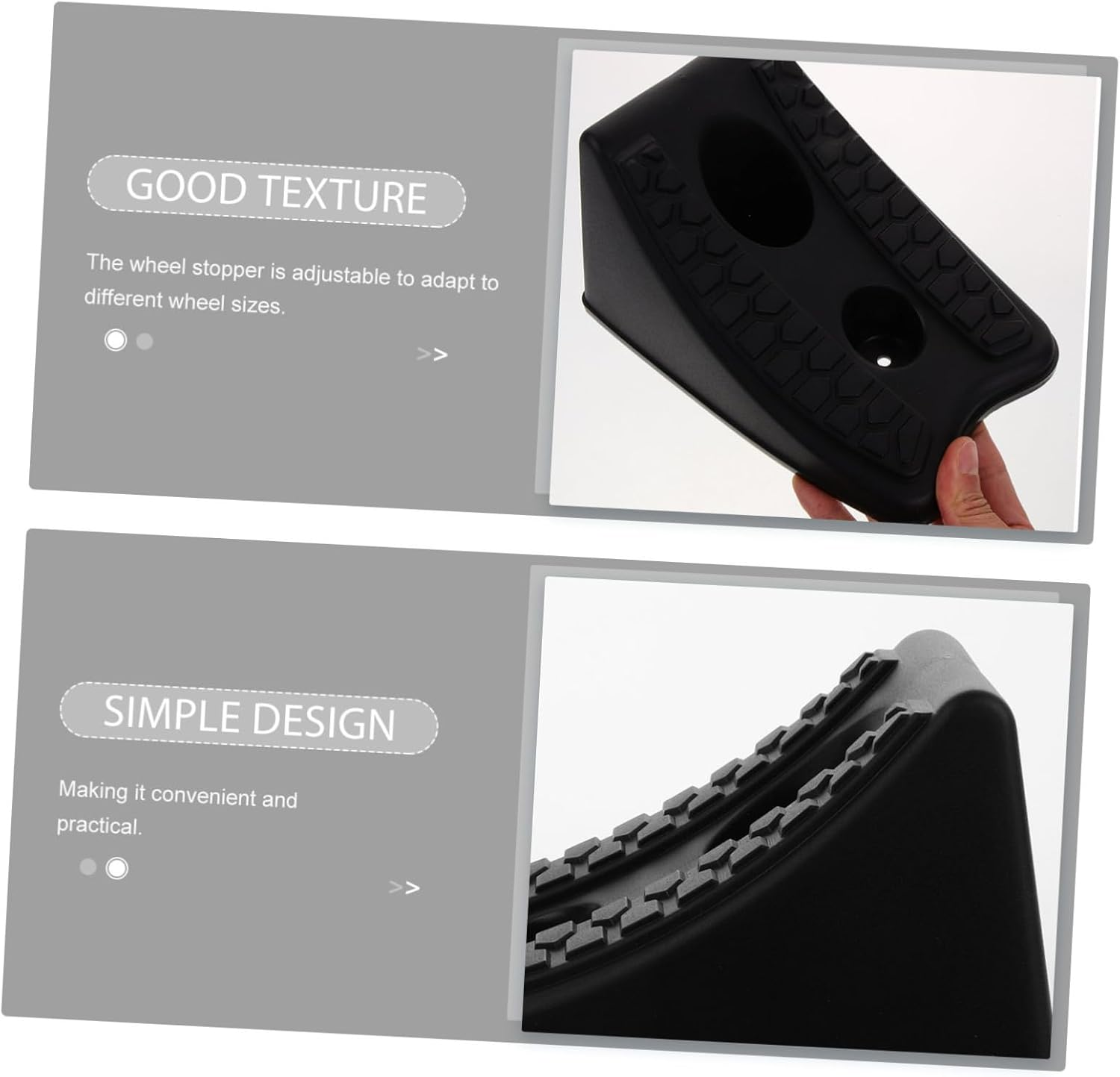 SOLUSTRE Heavy Duty Car Wheel Chock Slip Resistant Block for Automotive Use Black image number 1