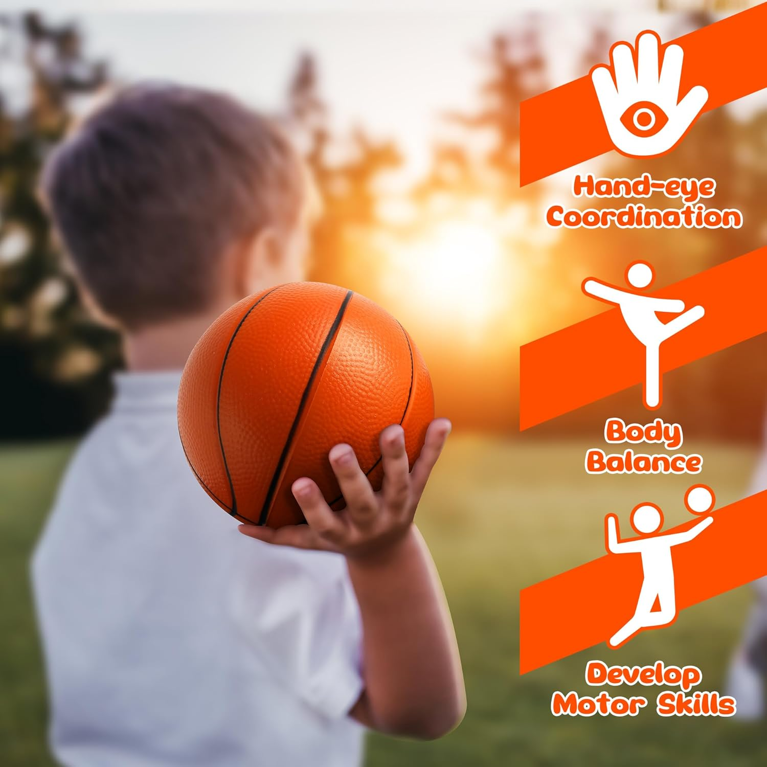 Mini Sports Balls Set for Toddler 1-3, First Sports Bag for Kids, Include 1 Each of 3.5" Foam Soccer, Tennis Ball, Basketball, Football, Baseball, Volleyball, Fun Baby Ball Toys, Set of 6 image number 4