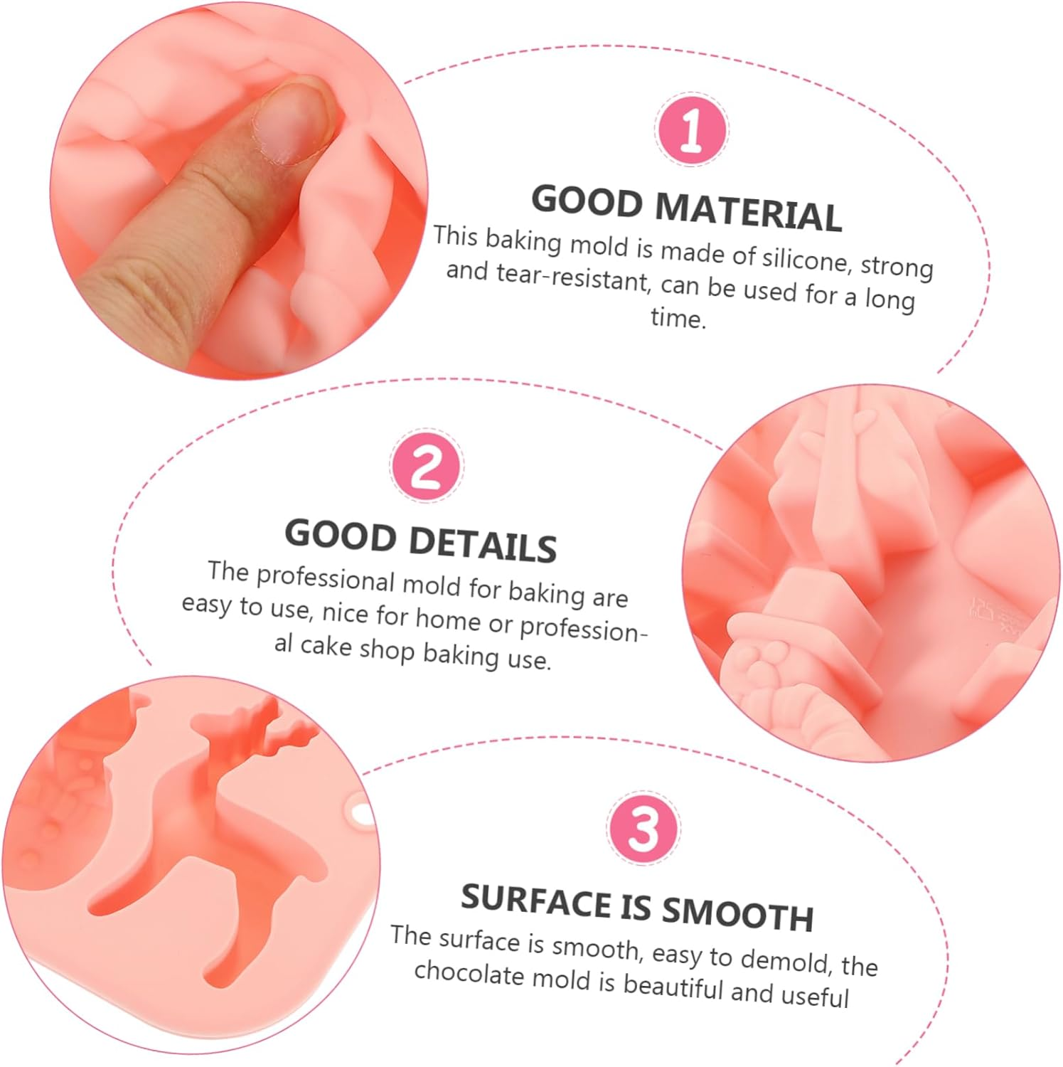 Ciieeo 2Pcs Christmas Silicone Mold Xmas Candy Sweet Mold Non-Stick Silicone Cookie DIY Christmas Treats Baking image number 4