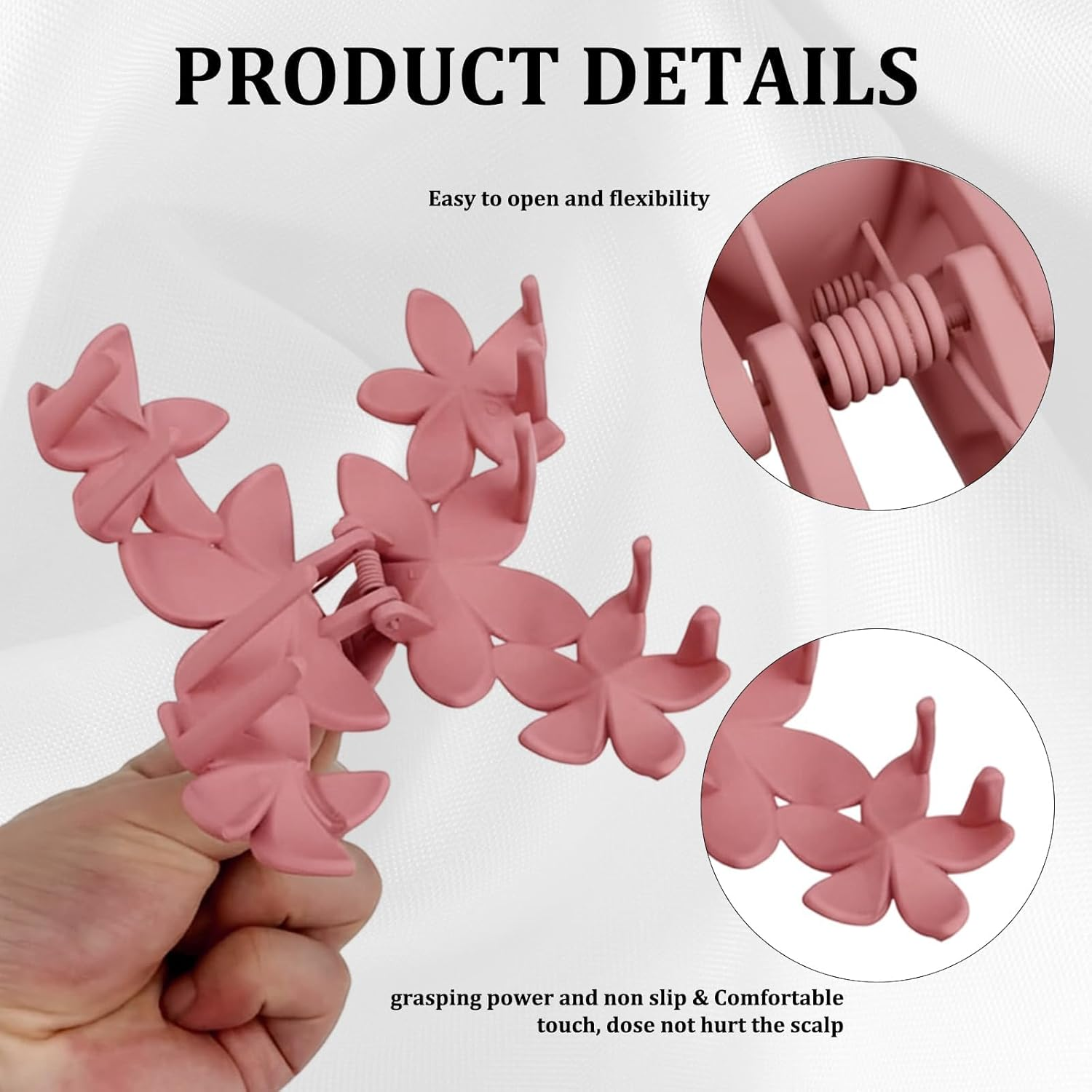 Hair Clip, 8 Piece Flower Hair Clips Set, 7 Cm Flower Hair Clips, Natural Colours, Everyday and Festive Occasions image number 4