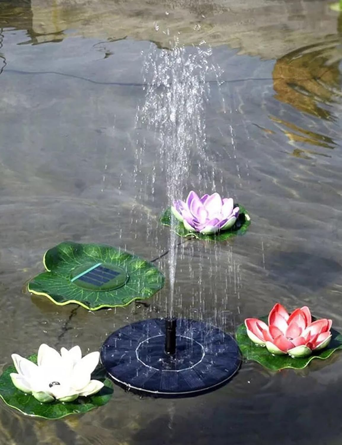 Solar Bird Bath Fountain Pump with 6 Nozzles &ndash; Floating Solar Fountain Pump for Bird Bath, Garden, Aquarium & Outdoor Decor &ndash; Free Standing Solar Powered Water Fountain &ndash; No Wiring Needed (16CM) image number 4