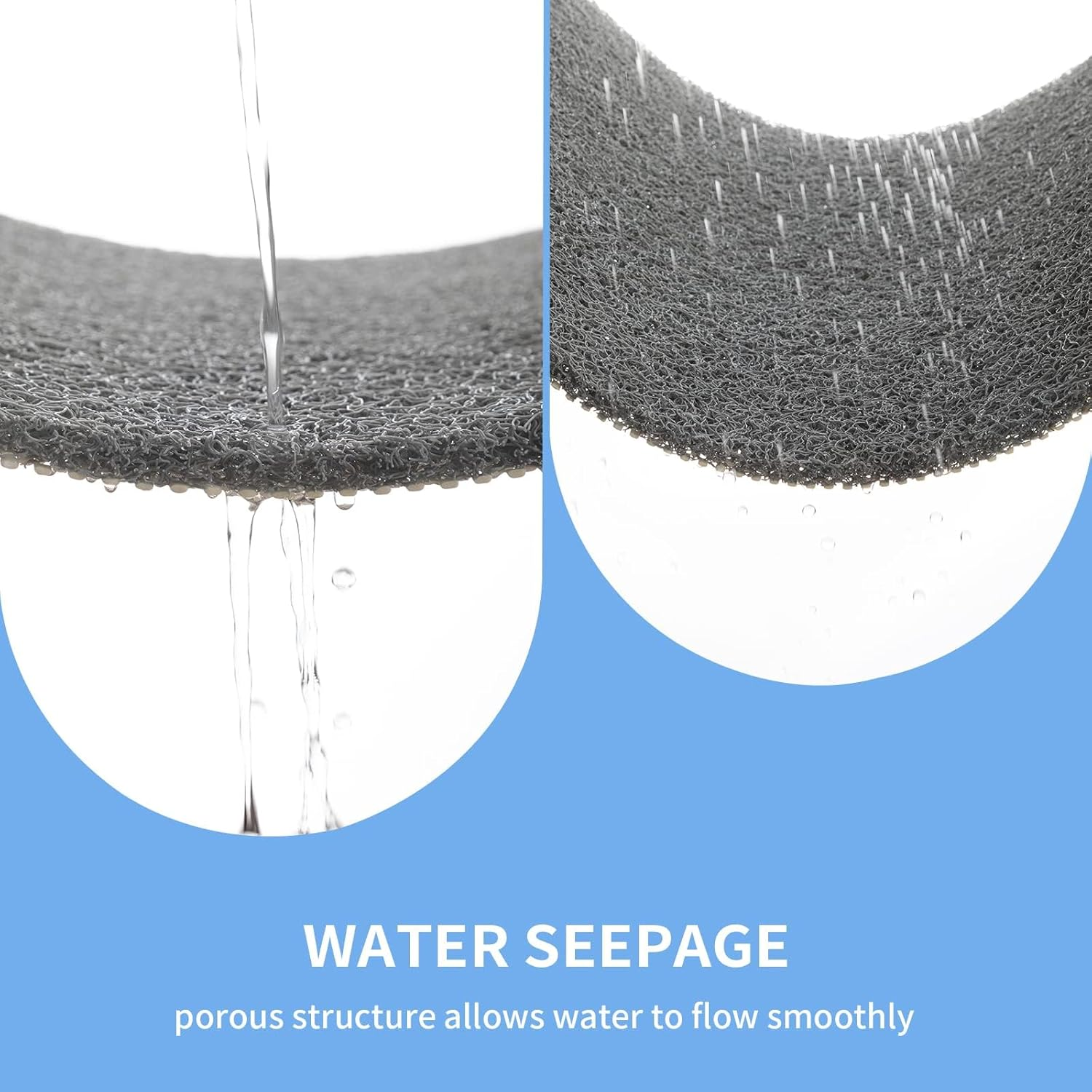 Non-Slip Shower Mat - Comfort Bath Tub Mats with Drain - PVC Loofah Bathroom Floor Mat for Wet Areas - Easy to Clean-Quick Drying (Grey, 40 X 100Cm) image number 1