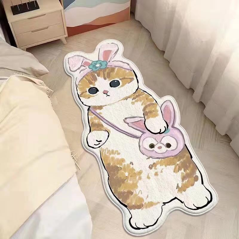 Faux Sheepskin Fur Area Rug for Children'S Bedroom Cute Cartoon Full Bedside Carpeting (Cats Park, 60 X 160 CM) image number 3