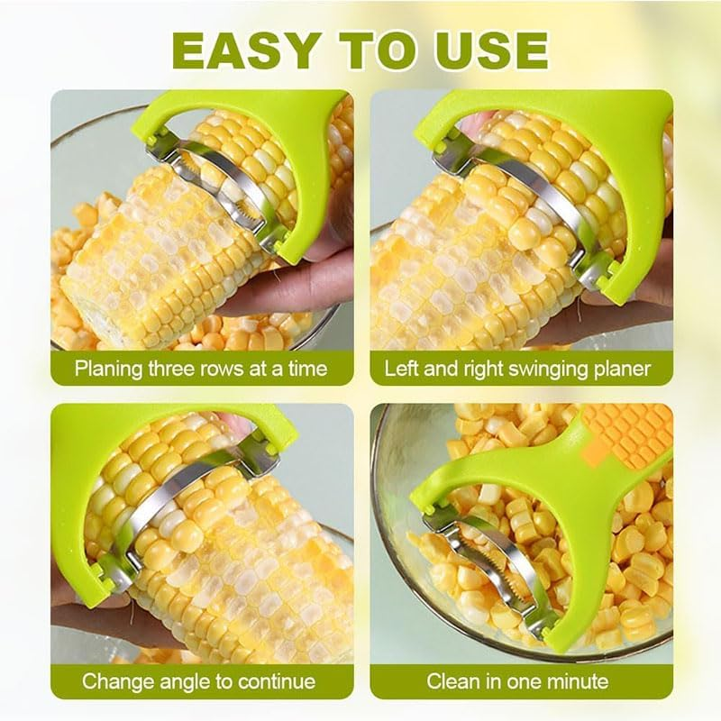 WADY 1Pcs Stainless Steel Corn Peeler &ndash; Durable & Efficient Kernel Remover Tool for Corn on the Cob, Easy-To-Use Dishwasher Safe Kitchen Gadget,Green image number 4