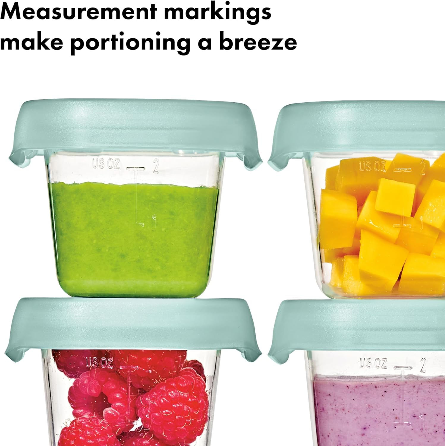 OXO Tot Opal Baby Food Storage Containers, 60Ml - Bpa-Free Baby Freezer Food Containers with Airtight Lids - Stackable Tray for Baby Pur&eacute;e - Weaning & Meal Prep image number 4