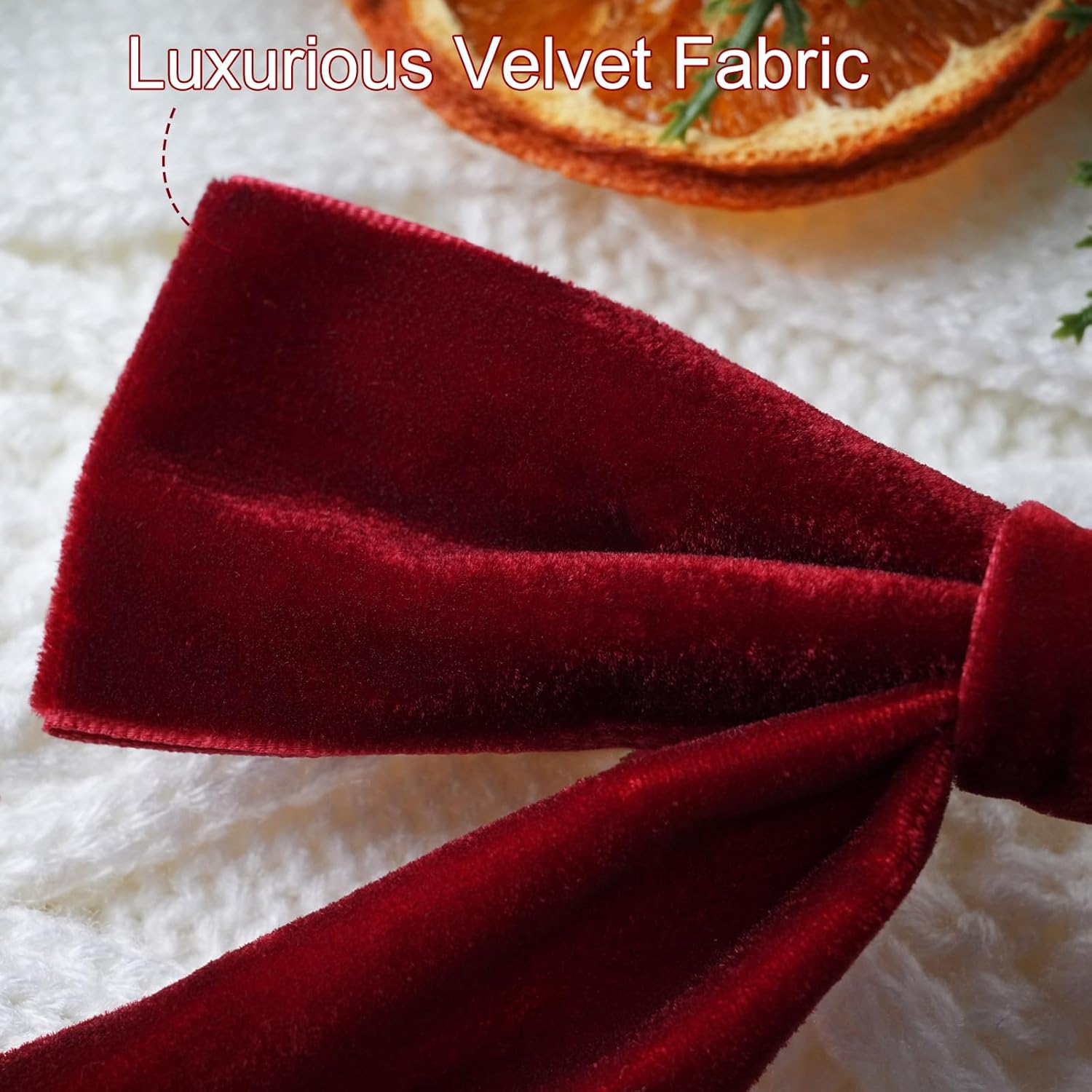 Christmas Decorations - Christmas Bows - 24 Pcs 7 X 6 Inch Medium Wine Red Velvet Bows for Christmas Tree - Burgundy Xmas Ribbon Ornaments - Home Decor for Wreath Garland Gift Wrapping Wedding Party image number 3