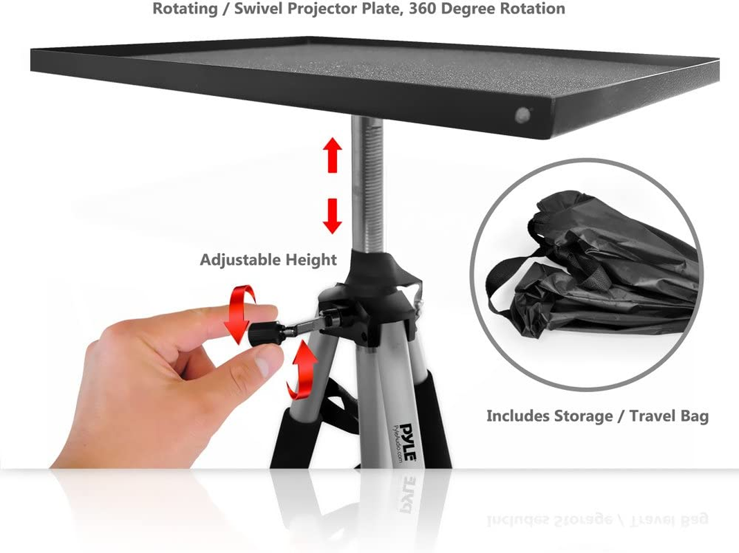 Pyle Video Projector Mount Stand, Adjustable Height 20.5In-59In, Rotating Stand, Tripod Legs, anti Slip Rubber, Easy Assemble, Includes Plate and Travel Bag for Home, Office or Classroom (PRJTPS37)