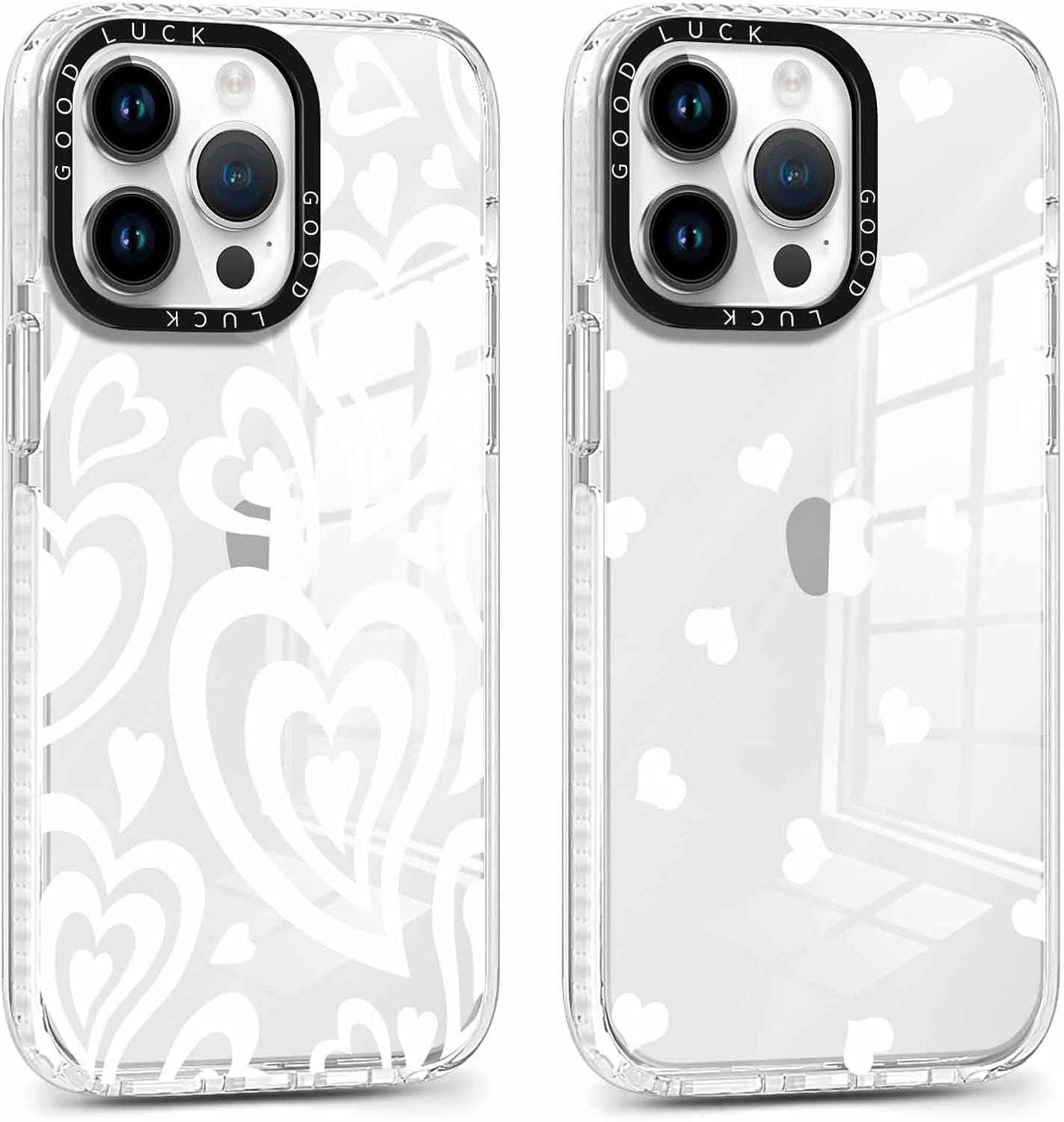 Xylota 2 X Transparent Mobile Phone Case for Iphone 16 Pro 6.3 Inch Case, Transparent Case Pattern Aesthetic Bows Girls Women Protective Case Soft Silicone TPU Bumper Shockproof Cover for Iphone 16