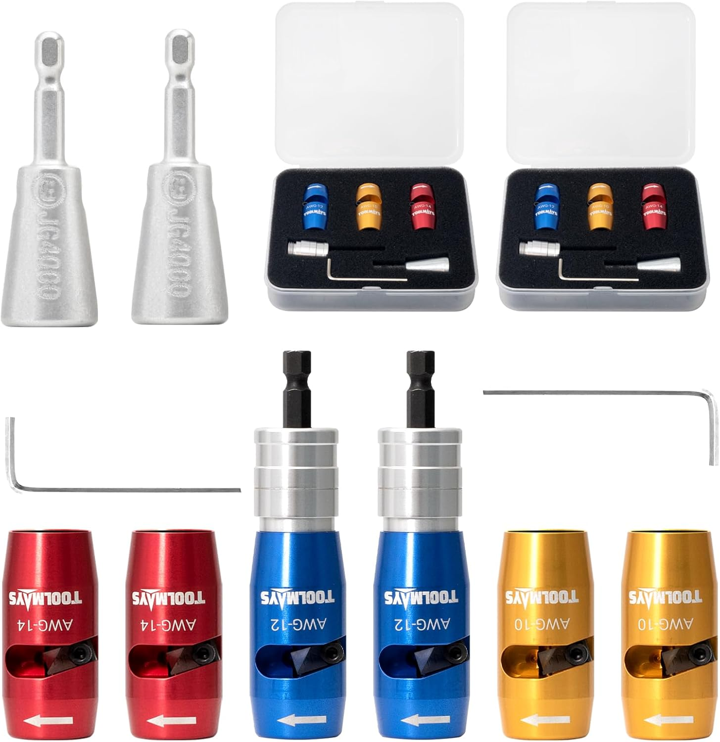 2 Pcs Wire Stripper and Twister for AWG,14-12-10 Gauge Electric Wire Stripper Wire Twister Tool for Drill Set 4In1 Professional Electrician Wire Twister Stripping and Twisting Tool(4Pcsawg) image number 6