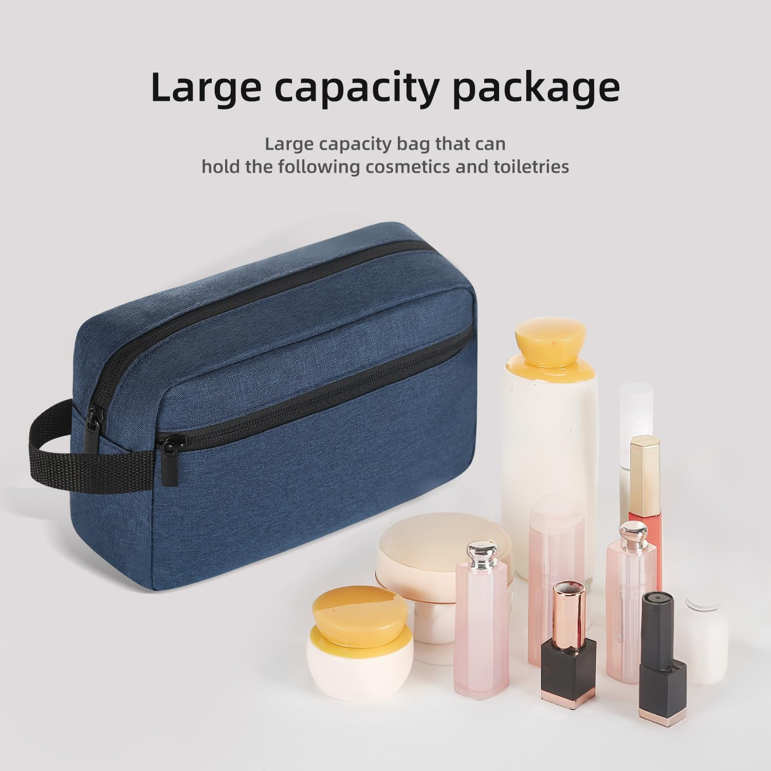 Icramsy Travel Toiletry Bag Toiletry Bag for Women Men Hanging Cosmetic Bag Travel Accessories for Women Men, Navy Blue, Modern - Blue image number 6