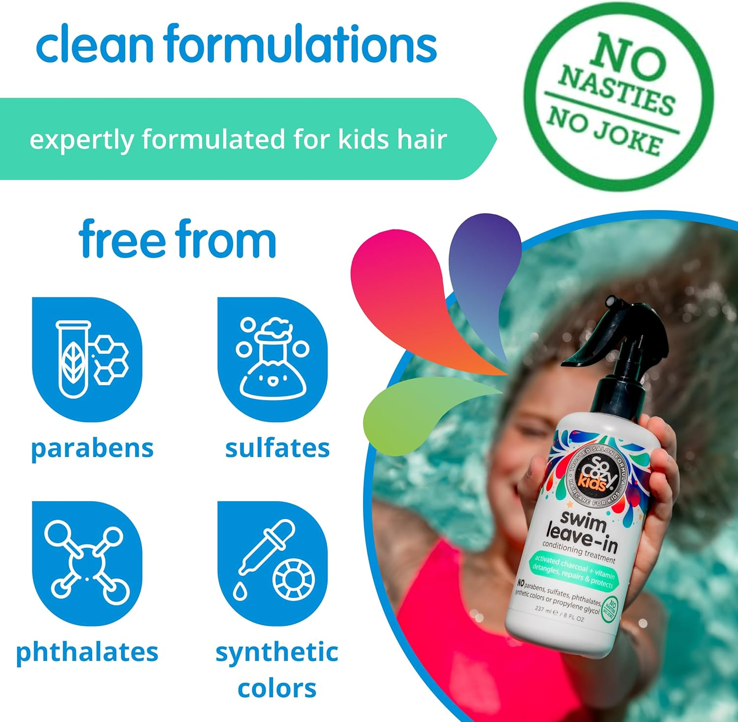 Socozy Splash Swim Leave-In Treatment plus Detangler, 8 Oz. image number 1