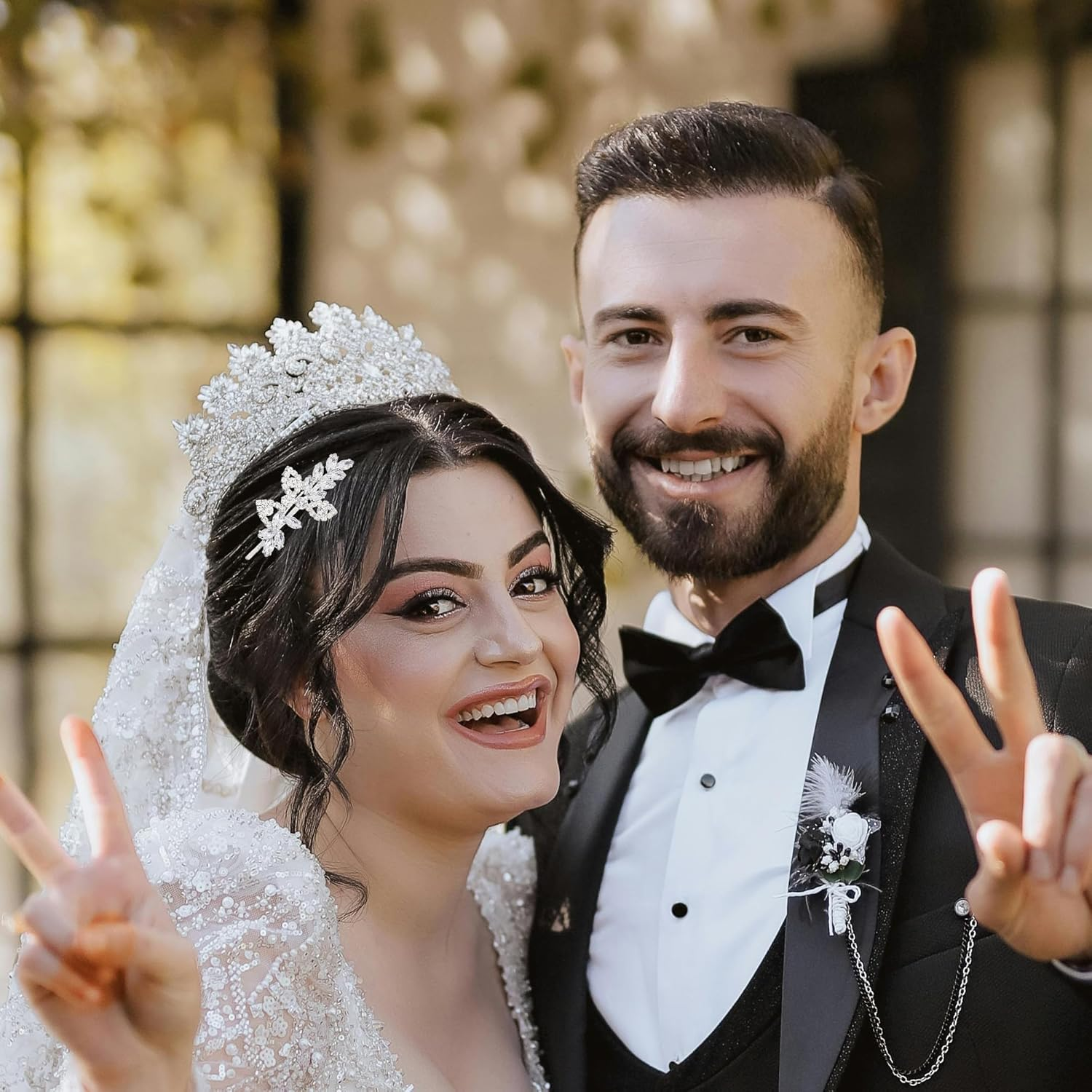 6PCS Rhinestone Hair Clips for Women, Flower Rhinestone Hair Clip, Wedding Elegant Rhinestone Barrettes for Women, Crystal Leaf Hair Accessories(Silver, 3 Styles) image number 4