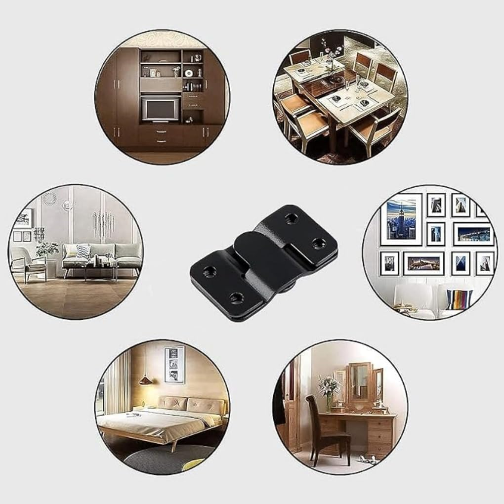 4 Pairs Flush Mount Bracket Concealed Interlocking Hang Buckle Stainless Steel Photo Hook Hardware Hanging for Pictures Mirrors Frames Headboard Furniture Connector Hangers(Black) image number 2