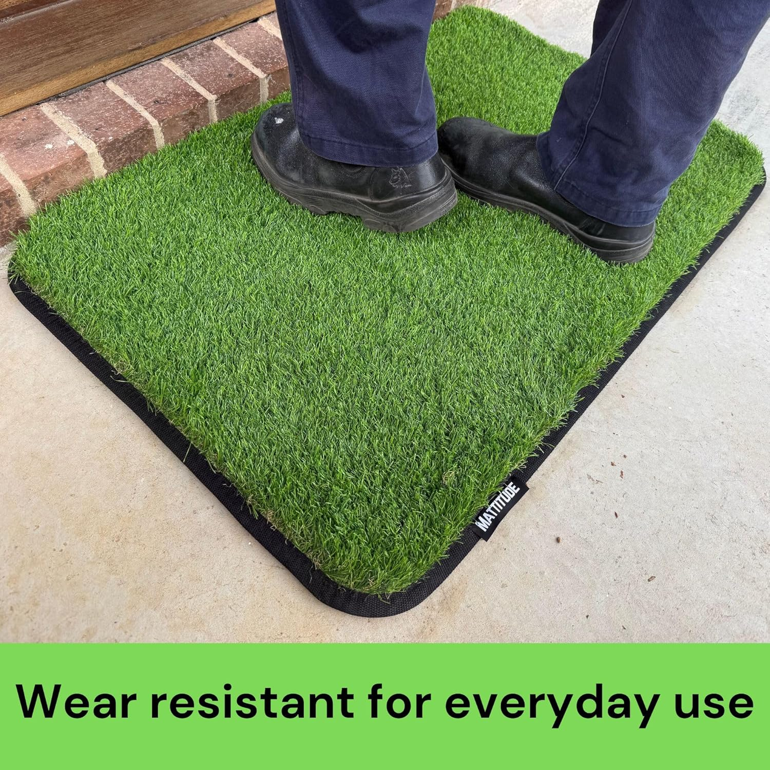 Mattitude Outdoor Dust-Off Mat - Artifical Grass 40Mm Pile Turf Dirt Trapper, Weatherproof, Non-Slip, Washable & Easy Clean - for Home Entryway, Garage, Camping, Caravan 90Cm X 60Cm (Large)