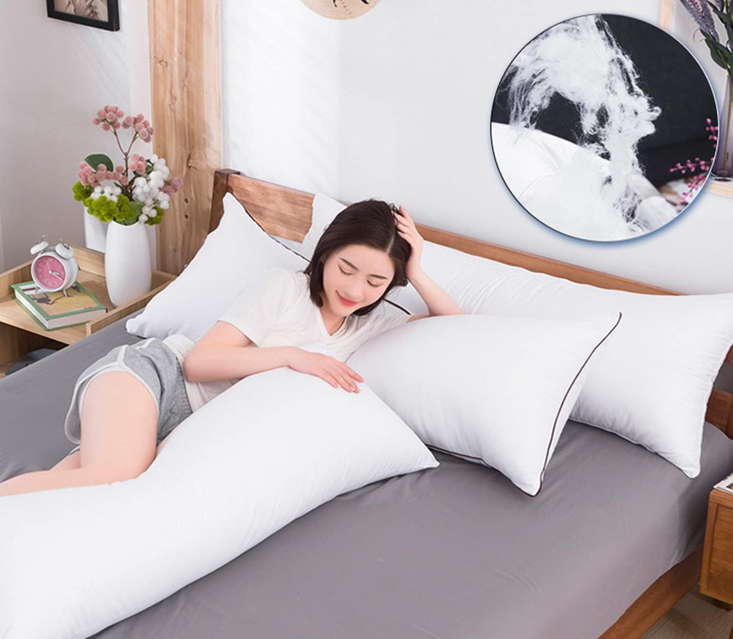 Body Pillows Insert&ndash;Breathable Large Bed Pillow for Adults&ndash;Ultra Soft Long Side Sleeper Pillow for Sleeping (White) image number 5
