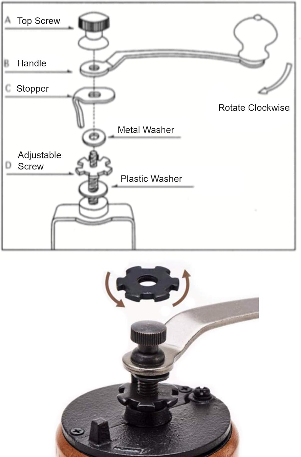 (Brown Wood) - Akirakoki Manual Coffee Bean Grinder Wooden Mill with Cast Iron Burr, Large Capacity Hand Crank, Portable Travel Camping Adjustable (Brown Wood) image number 2