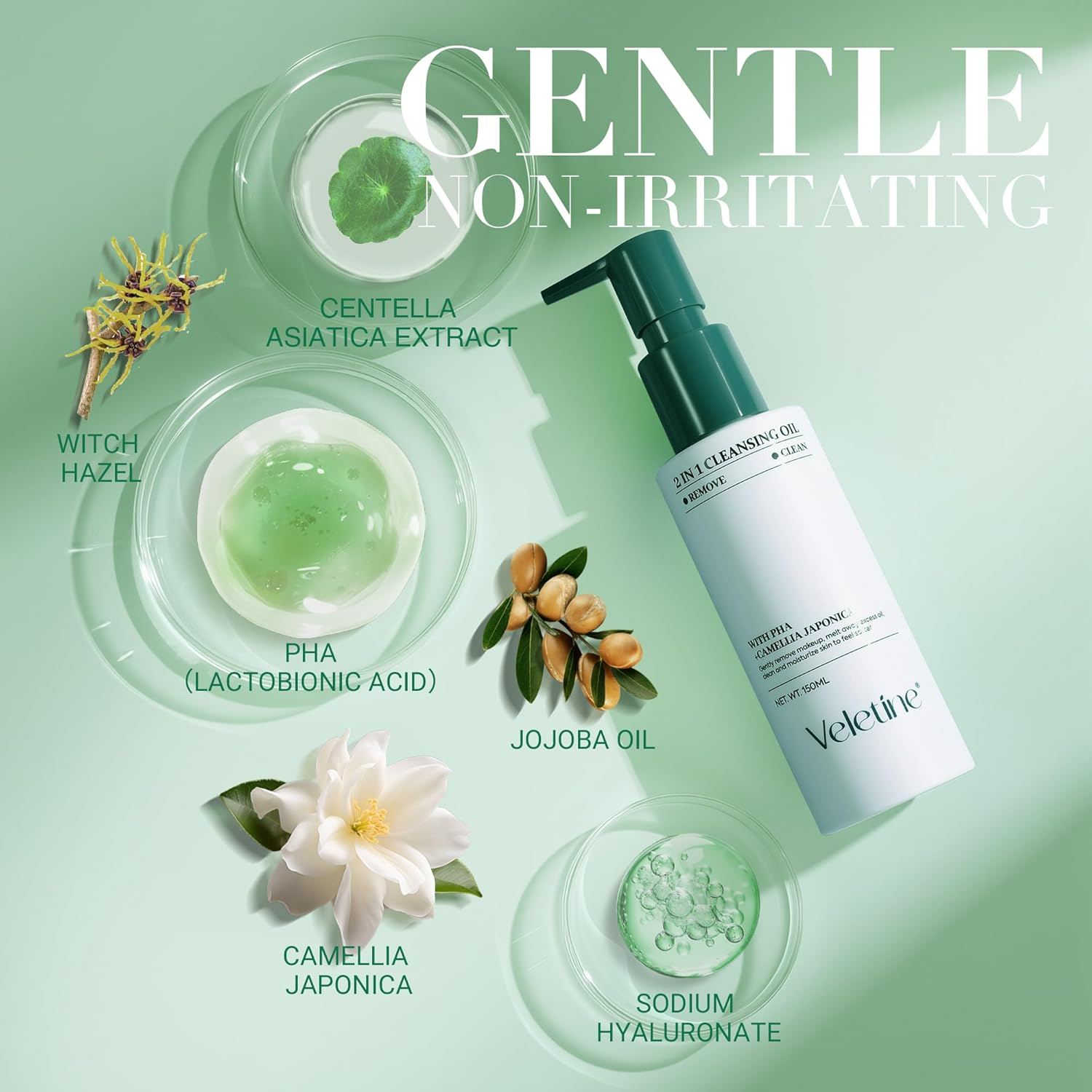 Veletine 2 in 1 Face Make up Cleasing Oil,Gently Remove Makeup,Melt Away Excess Oil,Clean and Moisturize Skin to Feel Softer,With Camellia Japonica,Suitable for All Skin Types.150Ml