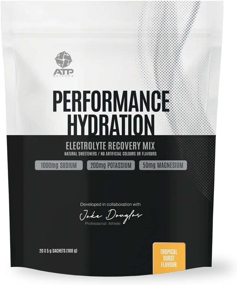ATP Science Performance Hydration Electrolyte Recovery Mix with Herbal Ingredients, Naturally Sweetened, Low Sugar, No Artificial Colours or Flavours, Flavour - Tropical Burst, 20 X 5G Sachets image number 1