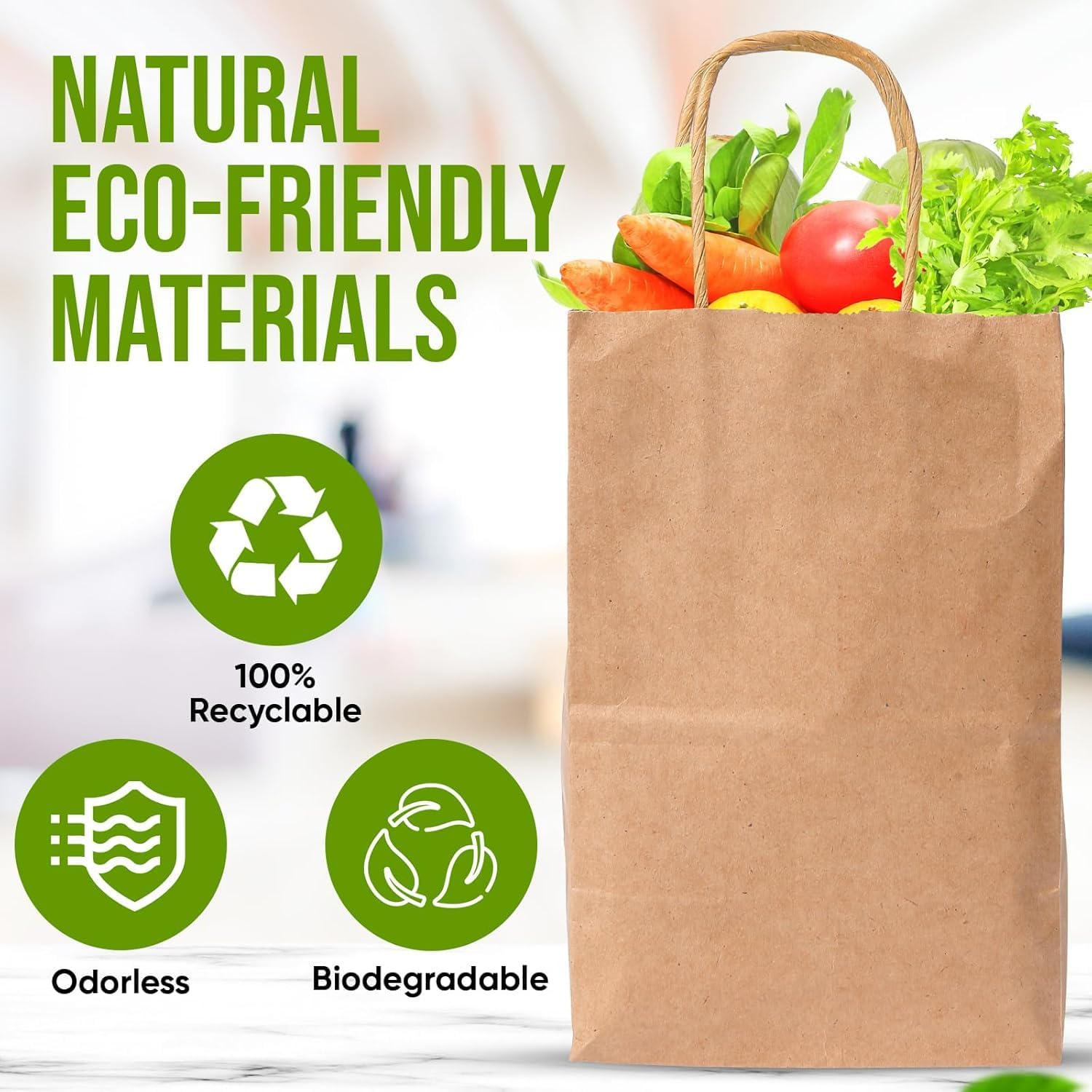 100Pcs Brown Kraft Paper Bag with Handles, 15 * 8 * 21Cm Gift Bag for Small Business Christmas Bulk, Wedding, Party Favor, Shopping, Lunch, Halloween Trick-Or-Treat Bags - Red image number 3