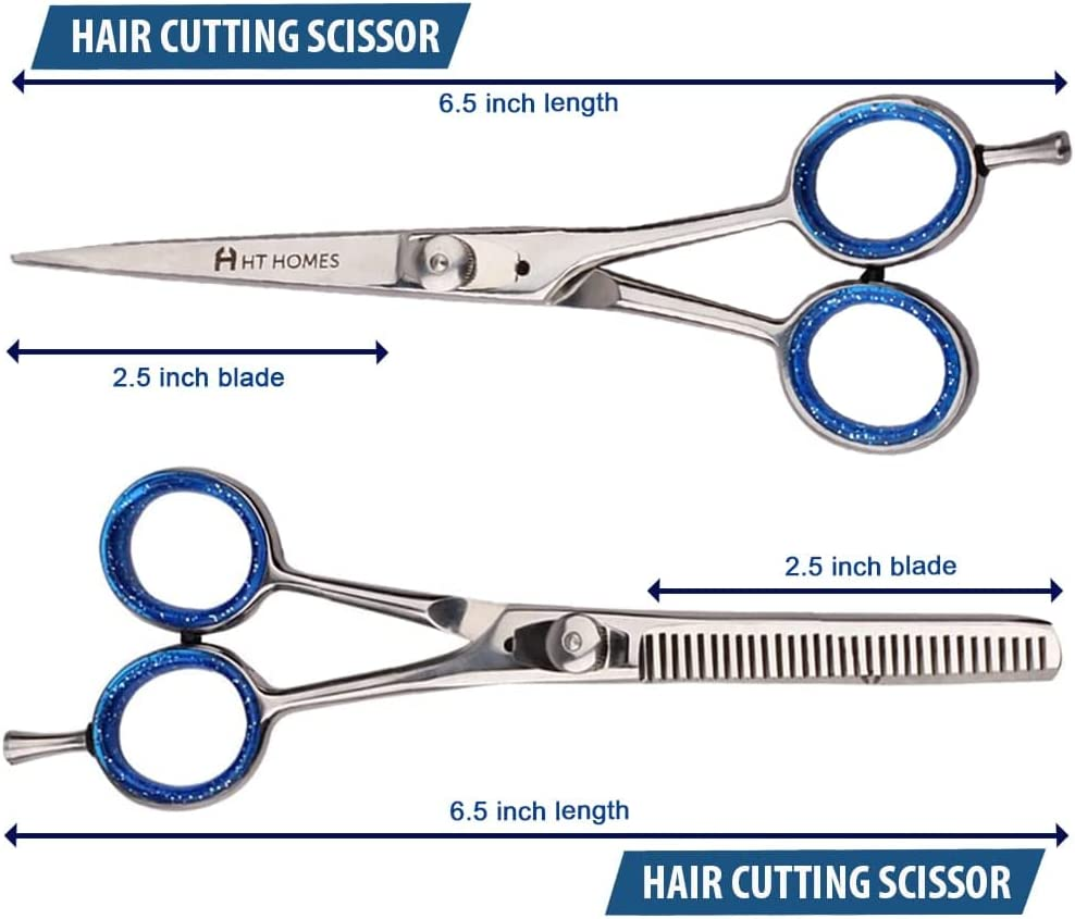 Professional Barber Scissors Set - Thinning Scissors & Shears Kit, 6.5 Inch Silver Hairdressing Shears, Japanese Stainless Steel for Salon with COMB. (6.5" Set of 3, Silver) image number 2