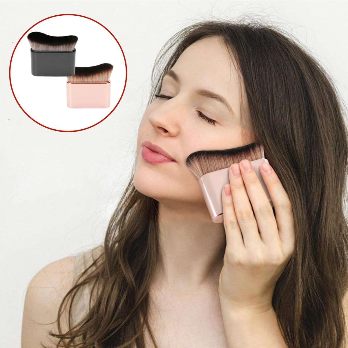 2 PCS Body Brush, Foundation, Blusher,Big Makeup Brushes，For Tanning, Leg Foundation, Fake Tan and Self Tanning Blending Brush(Black,Rose Gold) image number 3