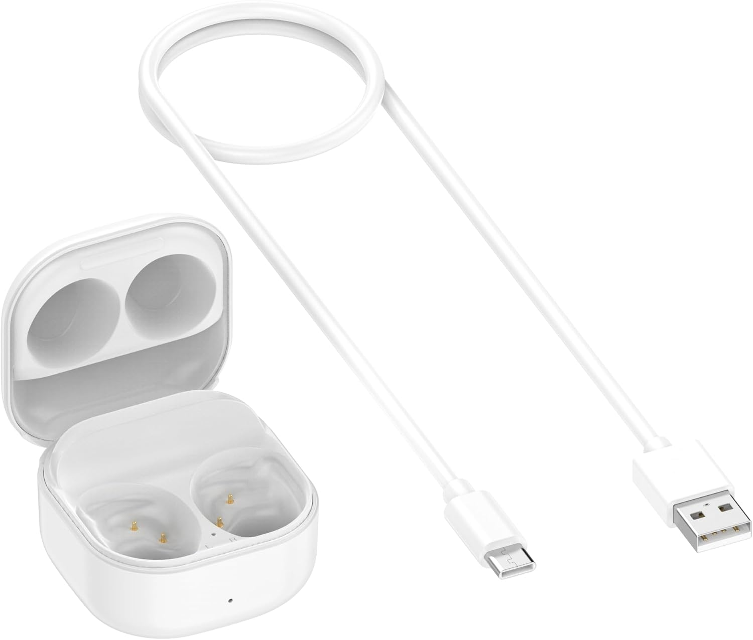 Replacement Charging Case Intended for Samsung Galaxy Buds FE R400 Charging Cradle Dock Station - with USB Cord Charger Cable(White)