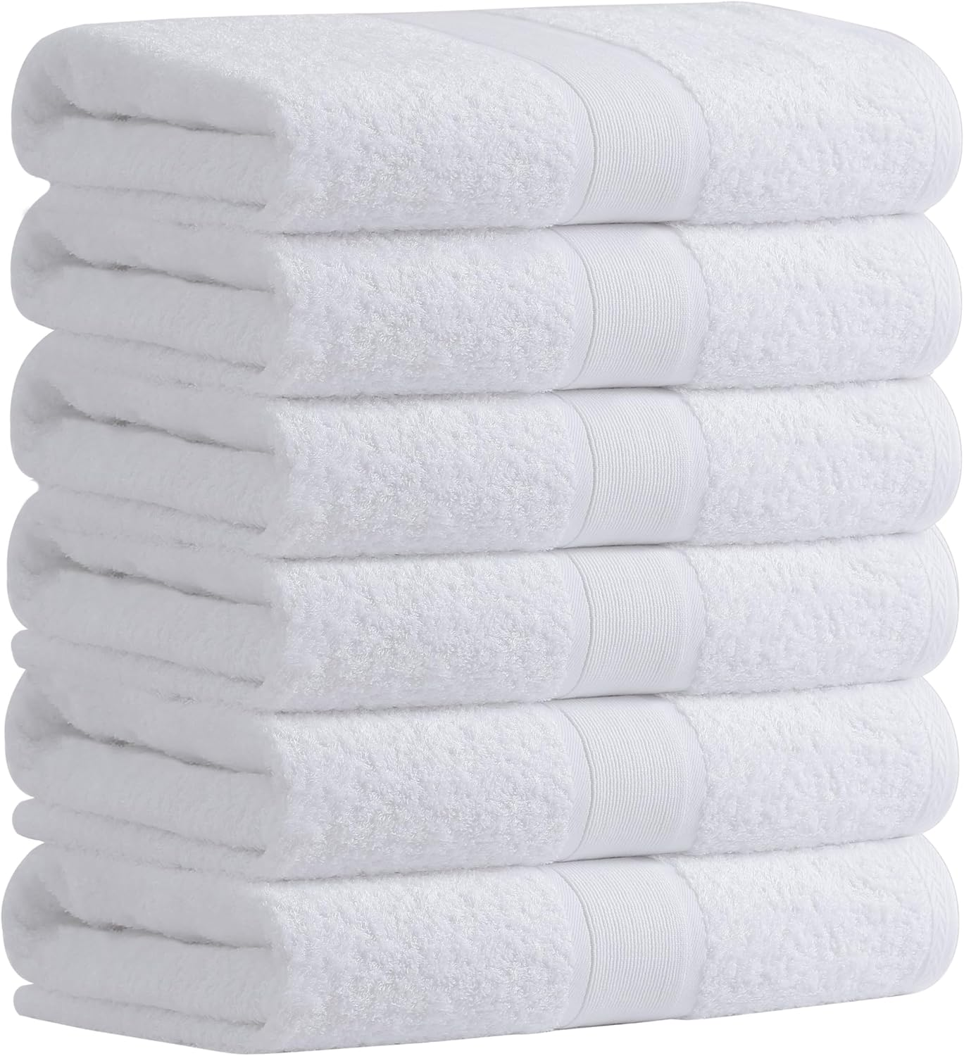 Aibaser Bath Towels, 27X54Inch - Natural, Ultra Absorbent Towels for Bathroom, Travel, Gym, Shower and Spa (6 Piece Set) (White, Bath Towels) image number 2