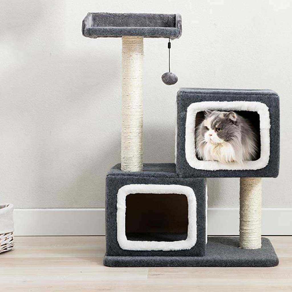 Double Litter Cat Tree Simple Cat Tower Scratching Cat Condo Furniture Scratching Climbing Activity Center Sleeping Bed image number 3