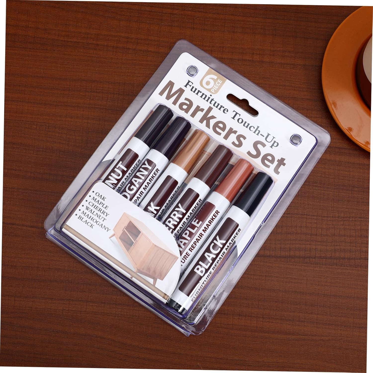 6Pcs Wooden Furniture Touch up Markers Pen Furniture Repair Tools Scratching Concealing Utensils Wood Floors Tables image number 2
