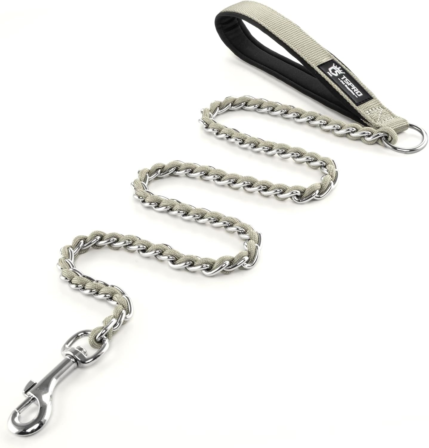 TSPRO Chew Proof Dog Leash Stainless Steel Dog Leash Metal Chain Training Dog Leash with Soft Handle for Medium Large Dog(4Mm,Yellow)