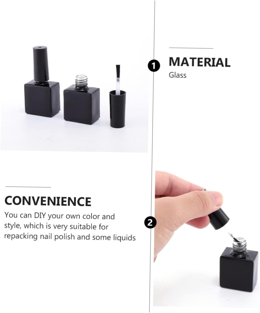 Baluue Empty Nail Polish Bottles 12Pcs 10Ml Black round Glass Containers with Brush Caps Refillable Nail Polish Dispensers and DIY Manicure Tools